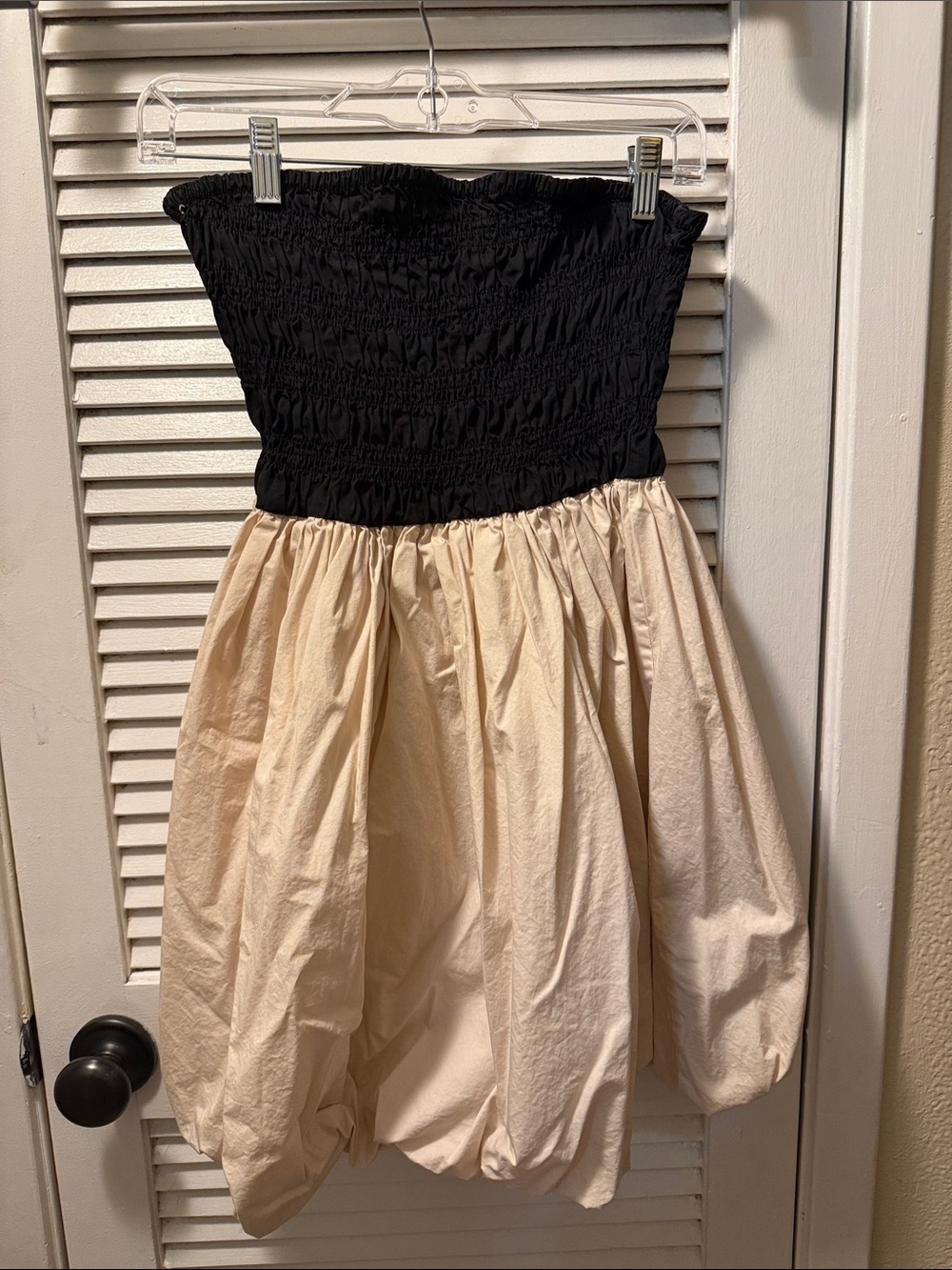 Strapless Two-Tone Black & Cream Bubble Dress